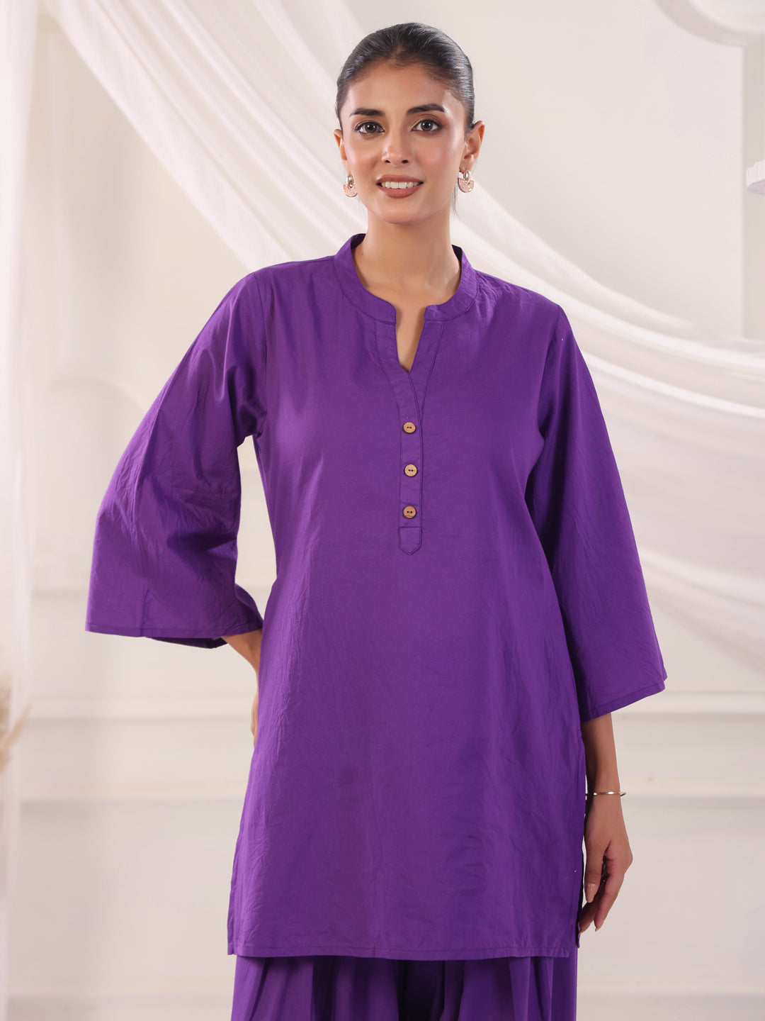 Solid Cotton Straight Kurta & Salwar Sets