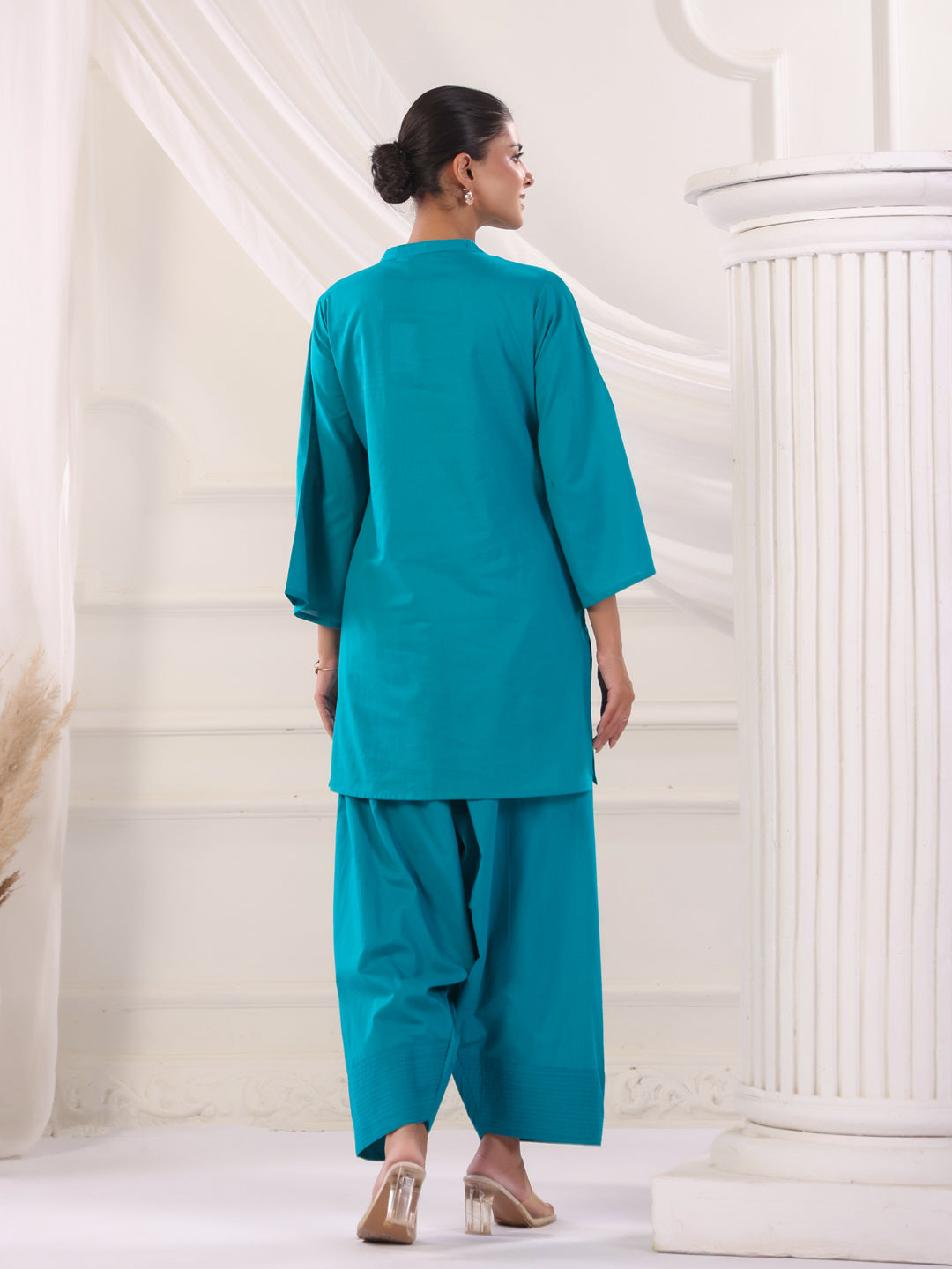 Solid Cotton Straight Kurta & Salwar Sets