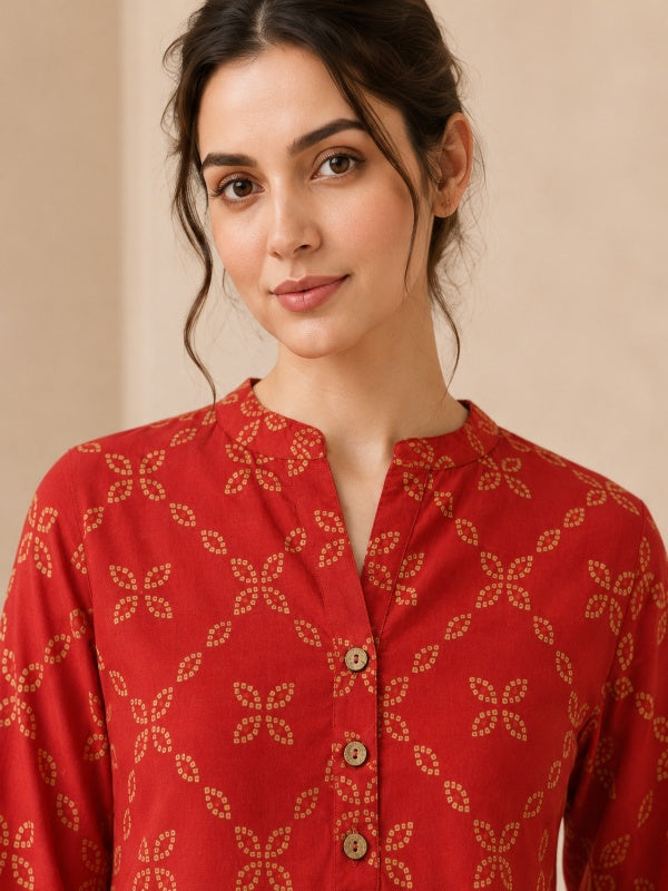 Floral Printed Straight Pure Cotton Kurta & Farshi Salwar Sets