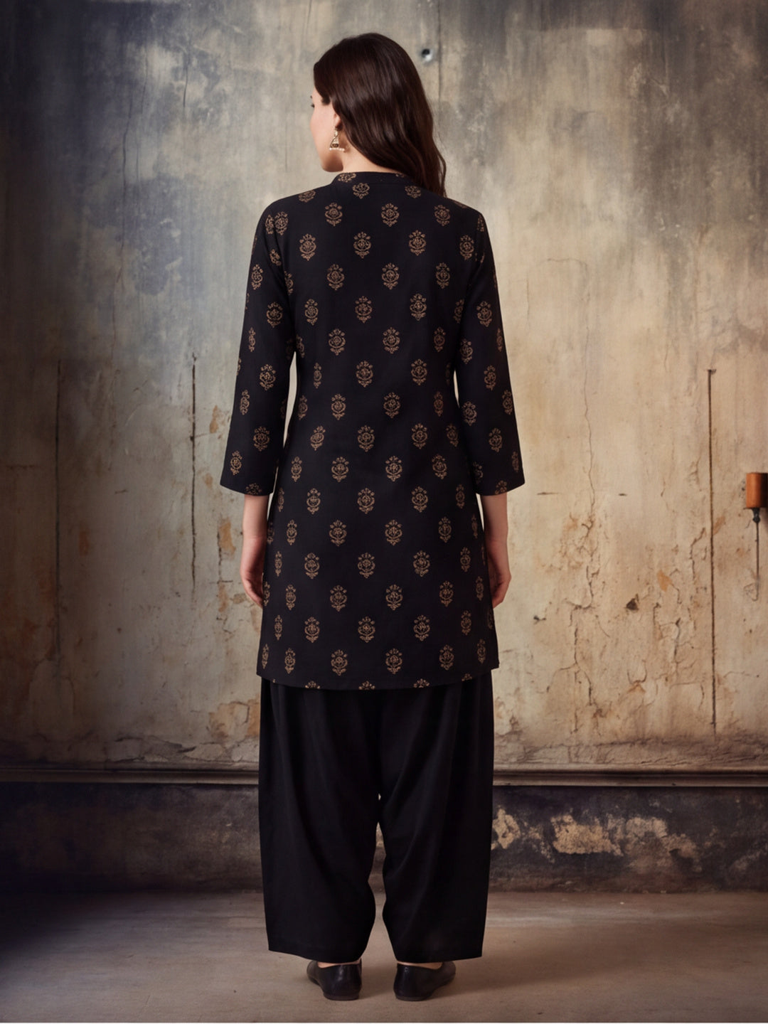 Floral Printed Straight Pure Cotton Kurta & Farshi Salwar Sets
