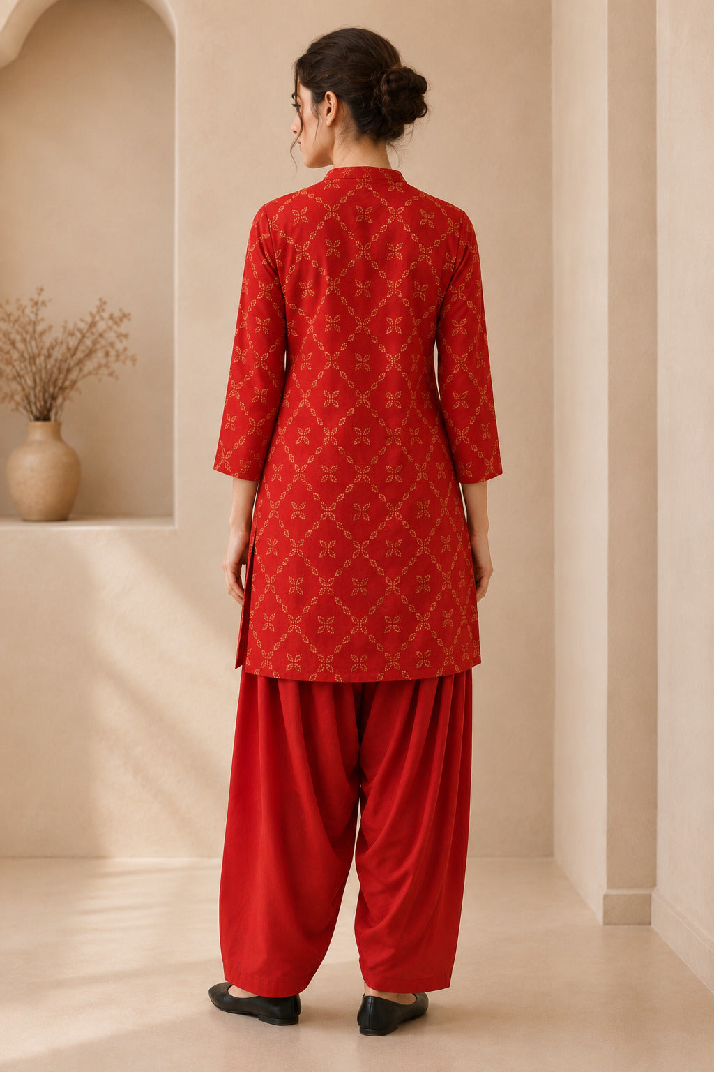 Floral Printed Straight Pure Cotton Kurta & Farshi Salwar Sets