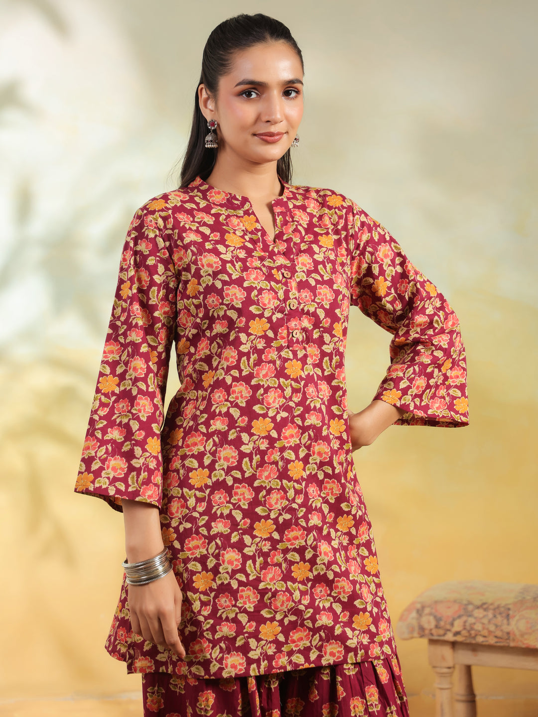 Floral Printed Straight Pure Cotton Kurta & Salwar Sets