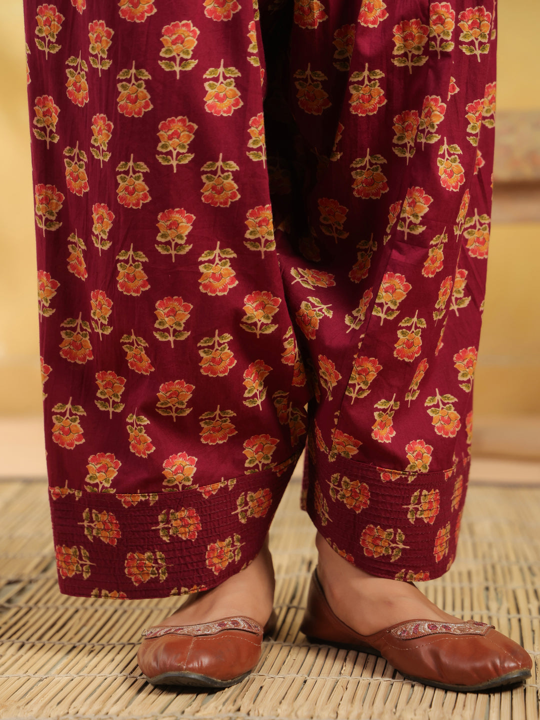 Floral Printed Straight Pure Cotton Kurta & Salwar Sets