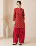 Floral Printed Straight Pure Cotton Kurta & Farshi Salwar Sets