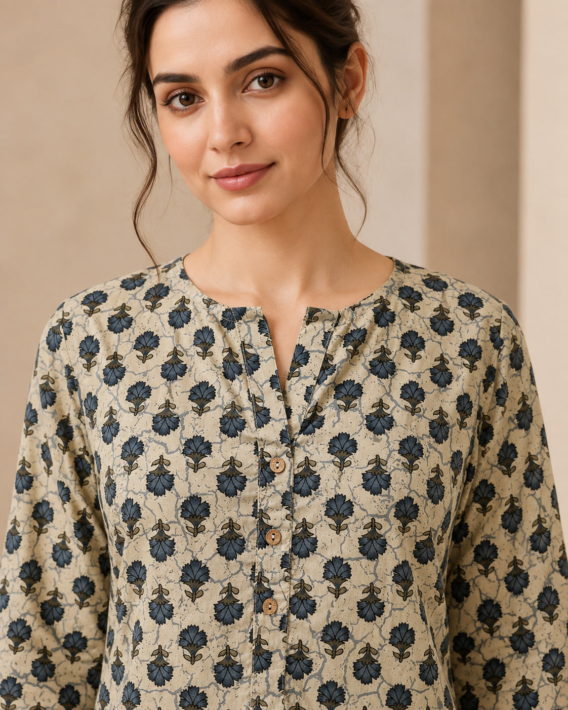 Floral Printed Straight Pure Cotton Kurta & Farshi Salwar Sets