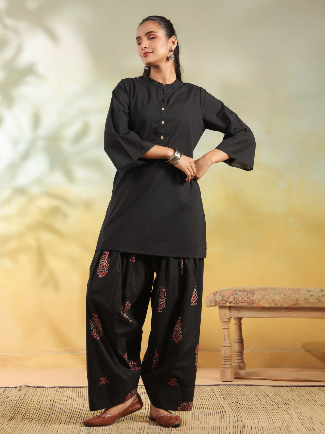 Floral Printed Straight Pure Cotton Kurta & Salwar Sets