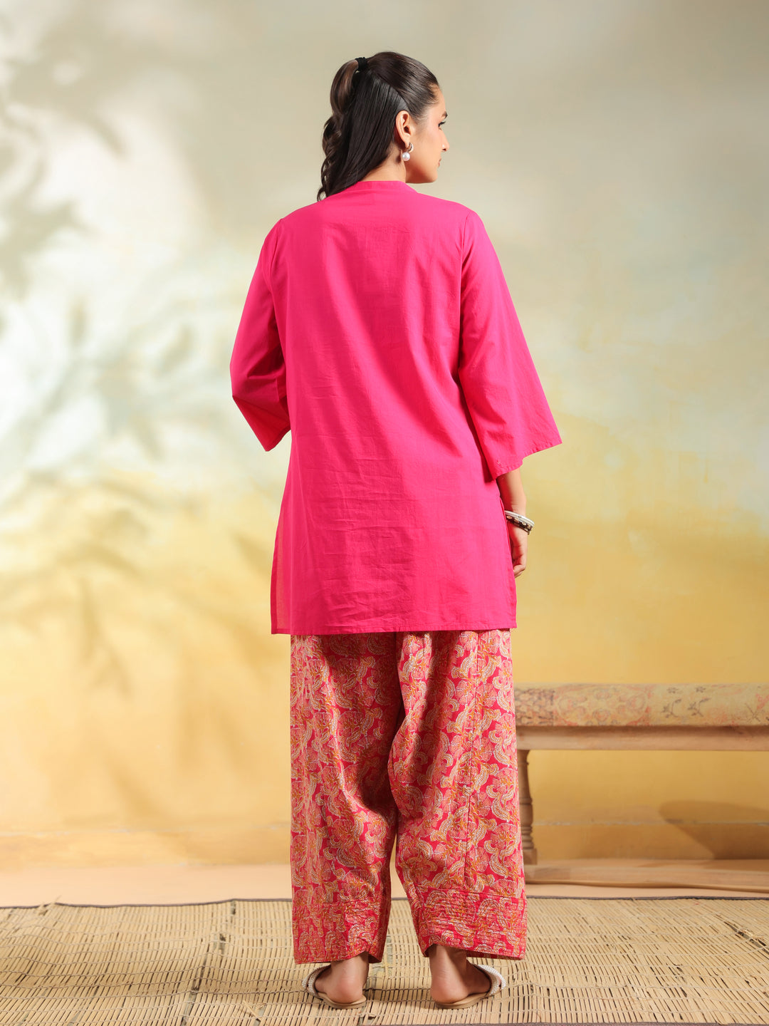 Floral Printed Straight Pure Cotton Kurta & Salwar Sets