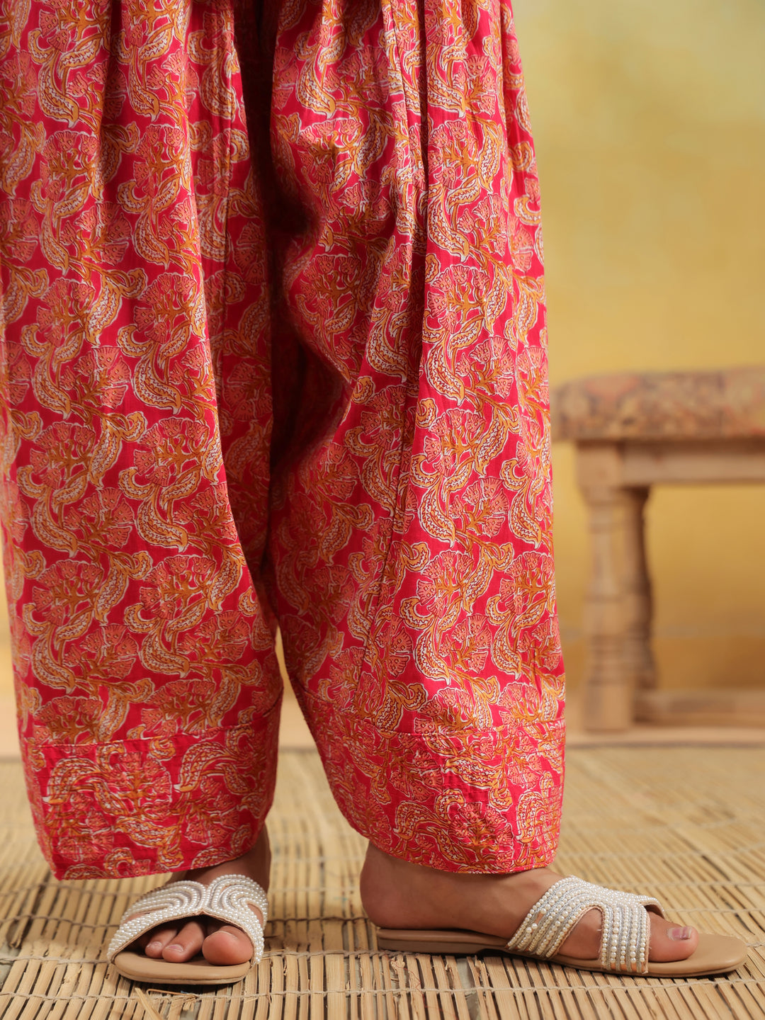 Floral Printed Straight Pure Cotton Kurta & Salwar Sets