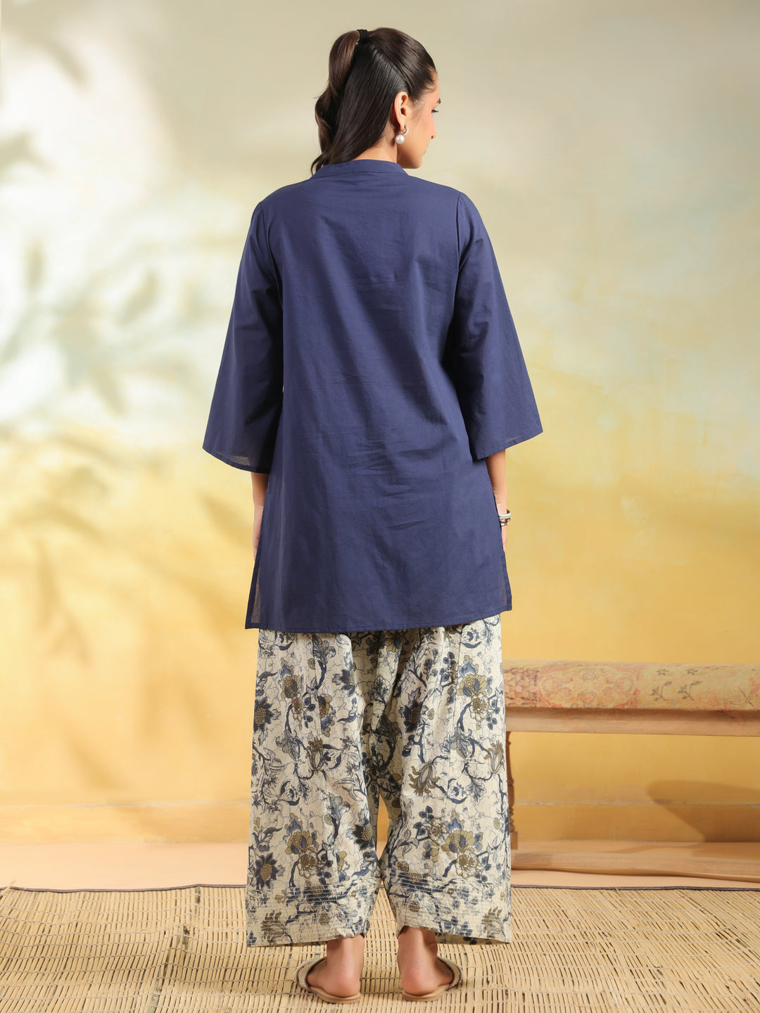 Floral Printed Straight Pure Cotton Kurta & Salwar Sets