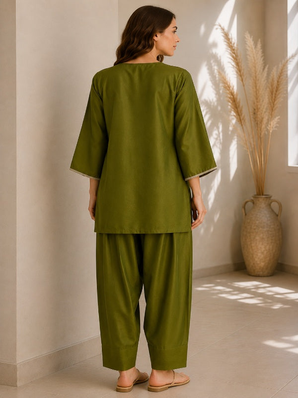 Floral Embroidered Straight Kurta & Farshi Salwar Sets