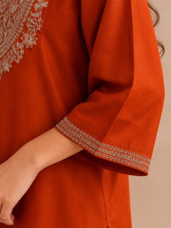 Floral Embroidered Straight Kurta & Farshi Salwar Sets