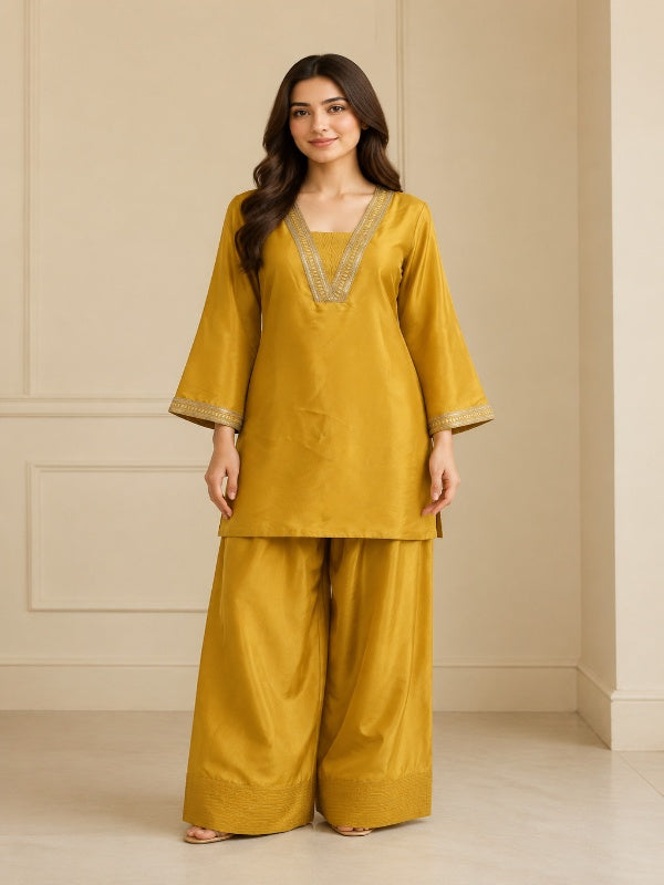 Floral Embroidered Straight Kurta & Farshi Salwar Sets