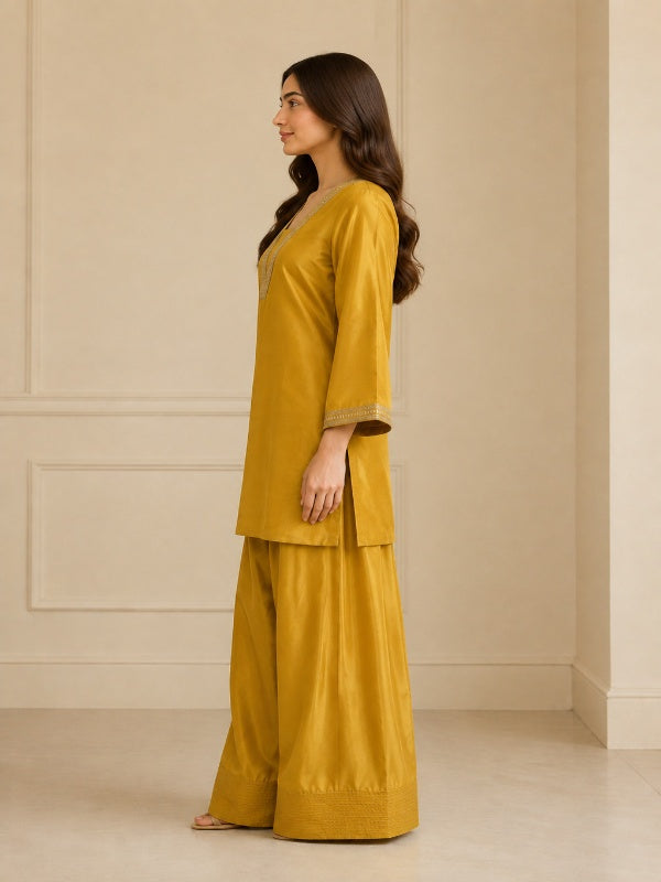 Floral Embroidered Straight Kurta & Farshi Salwar Sets