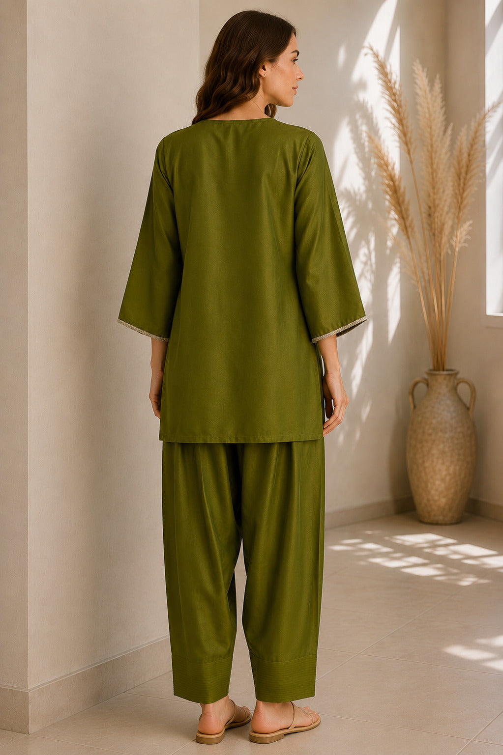 Floral Embroidered Straight Kurta & Farshi Salwar Sets
