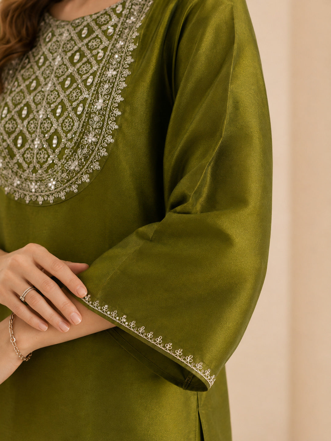 Floral Embroidered Straight Kurta & Farshi Salwar Sets