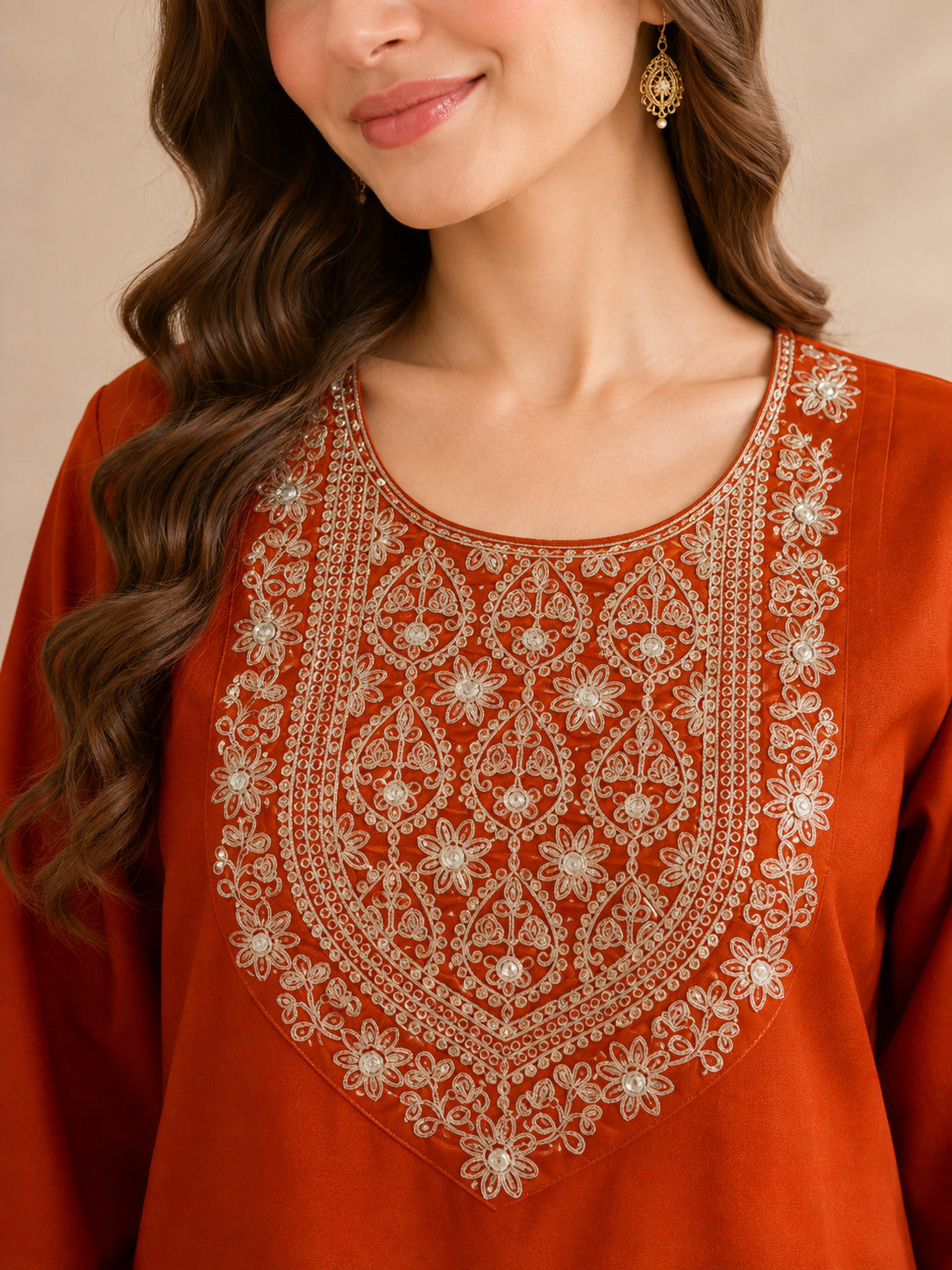 Floral Embroidered Straight Kurta & Farshi Salwar Sets
