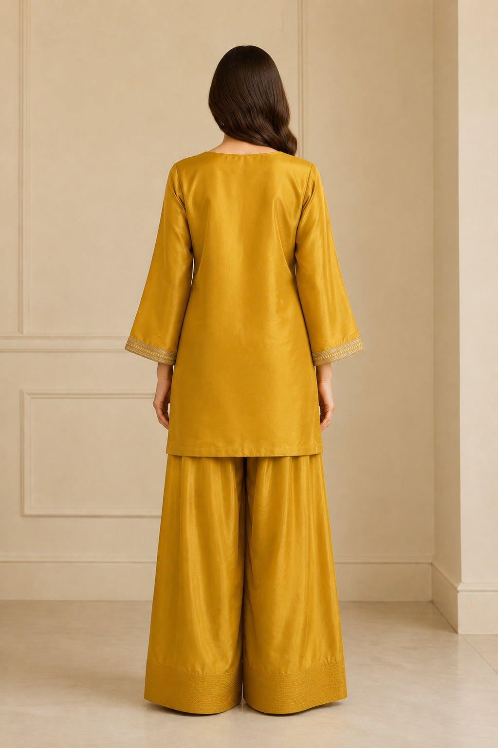 Floral Embroidered Straight Kurta & Farshi Salwar Sets