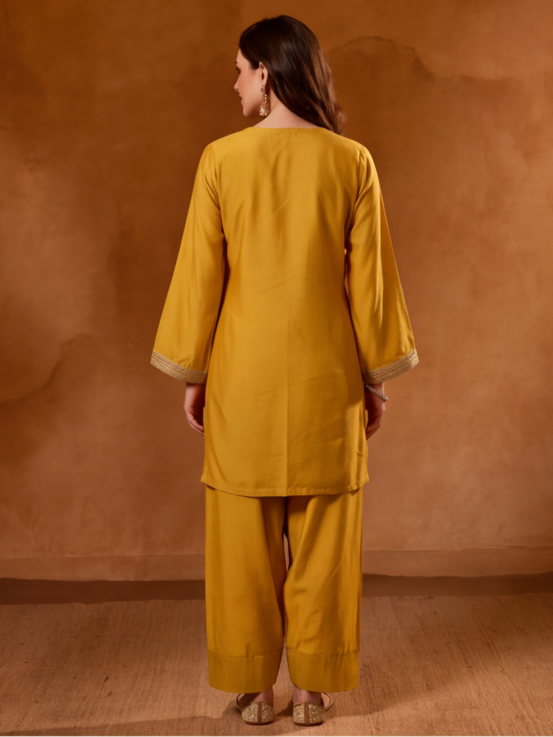 Floral Embroidered Straight Kurta & Farshi Salwar Sets