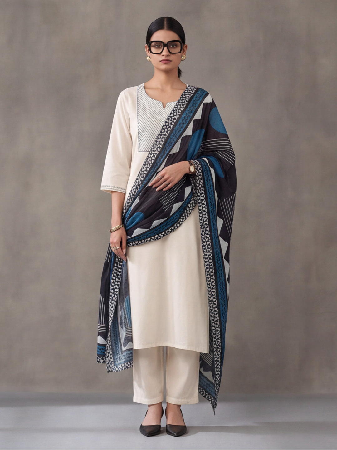 Solid Cotton Straight Kurta & Trouser Sets