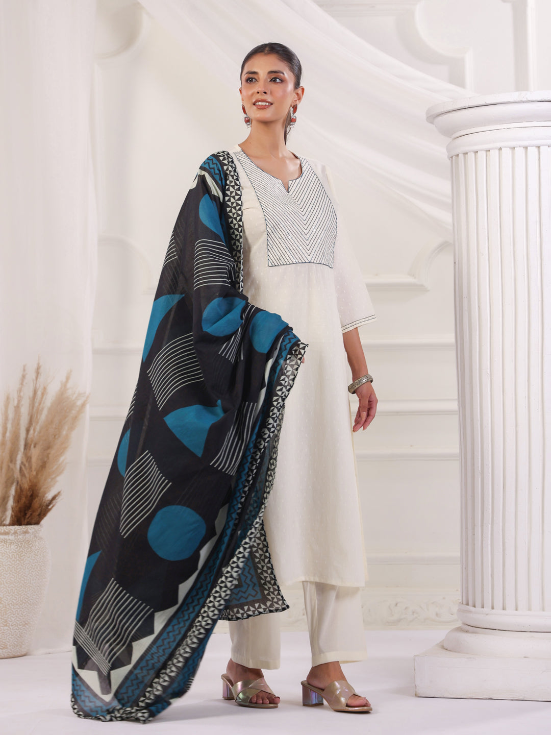 Solid Cotton Straight Kurta & Trouser Sets