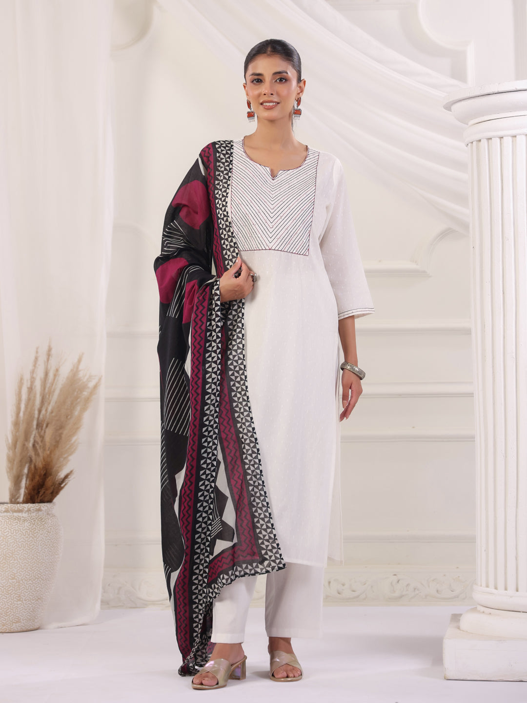 Solid Cotton Straight Kurta & Trouser Sets
