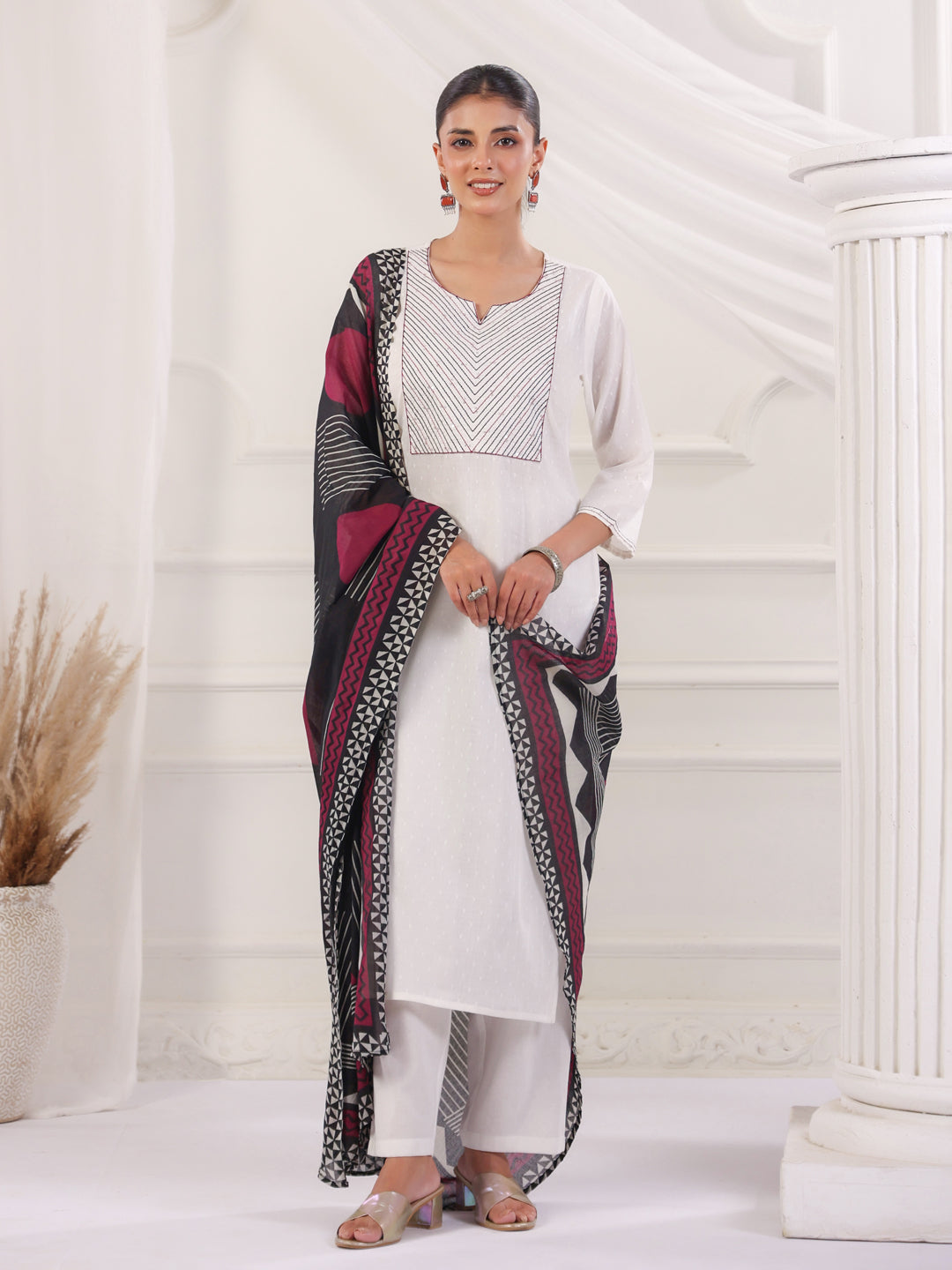 Solid Cotton Straight Kurta & Trouser Sets