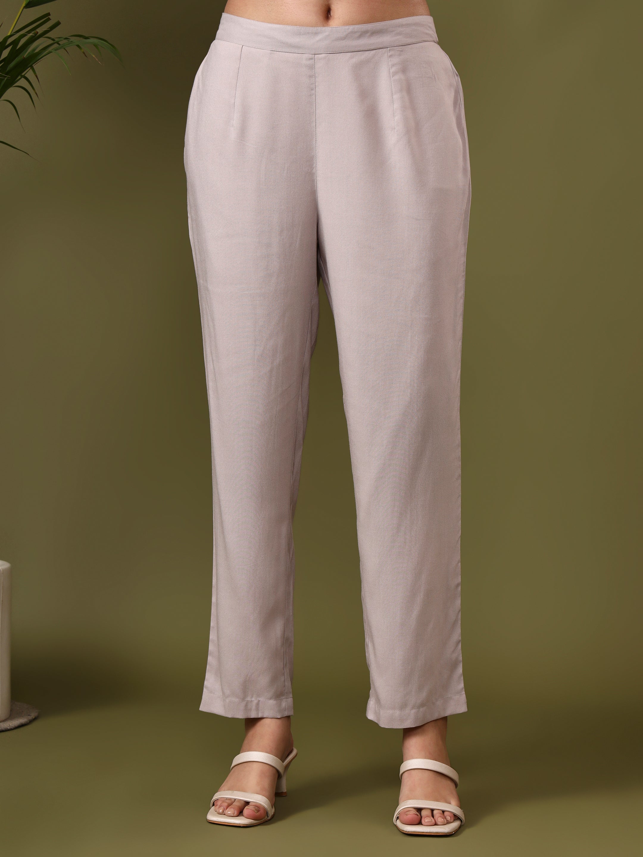 Floral Embroidered Straight Cotton Blend Kurta & Trousers Sets