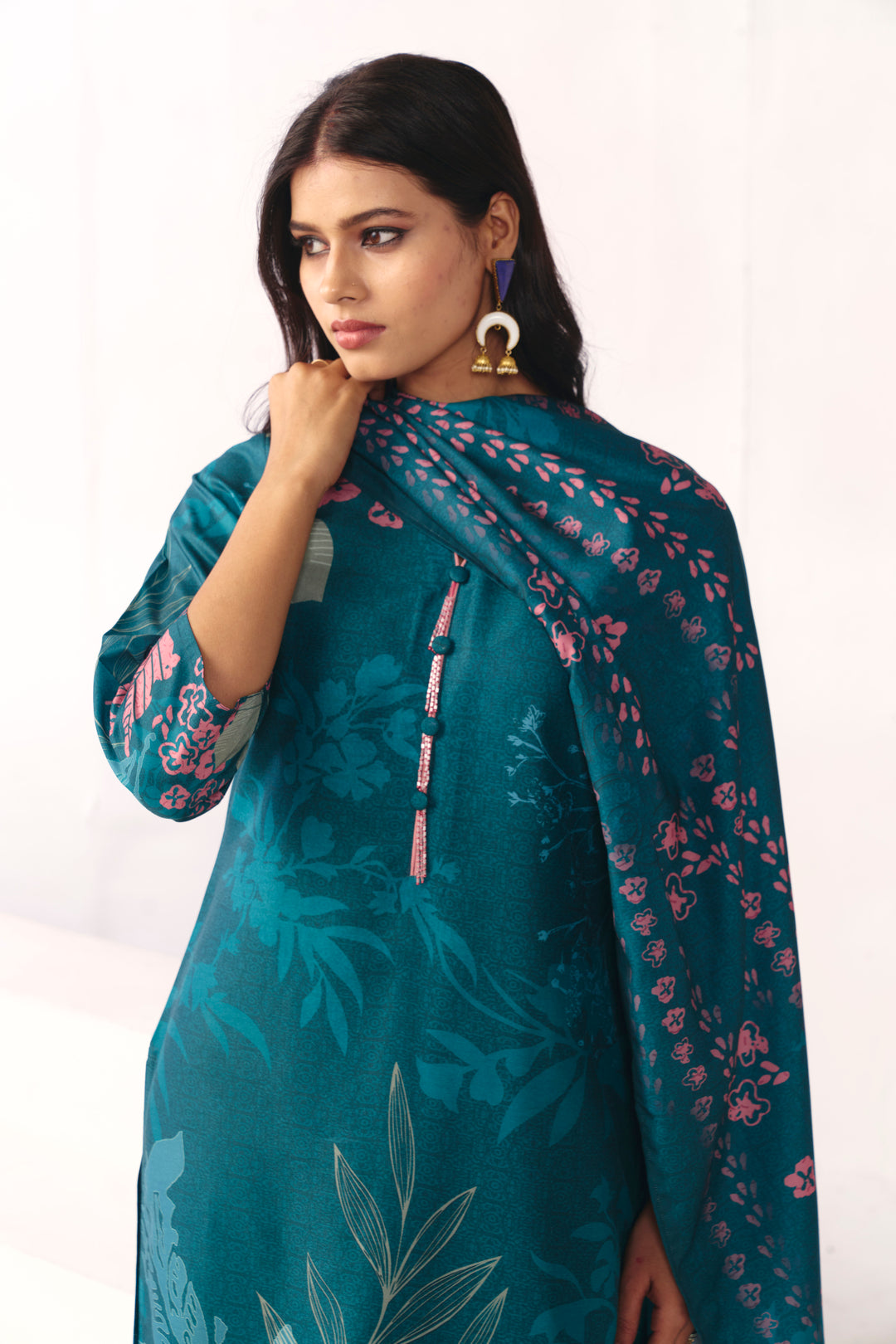 Floral Embroidered Straight Kurta & Trousers Sets