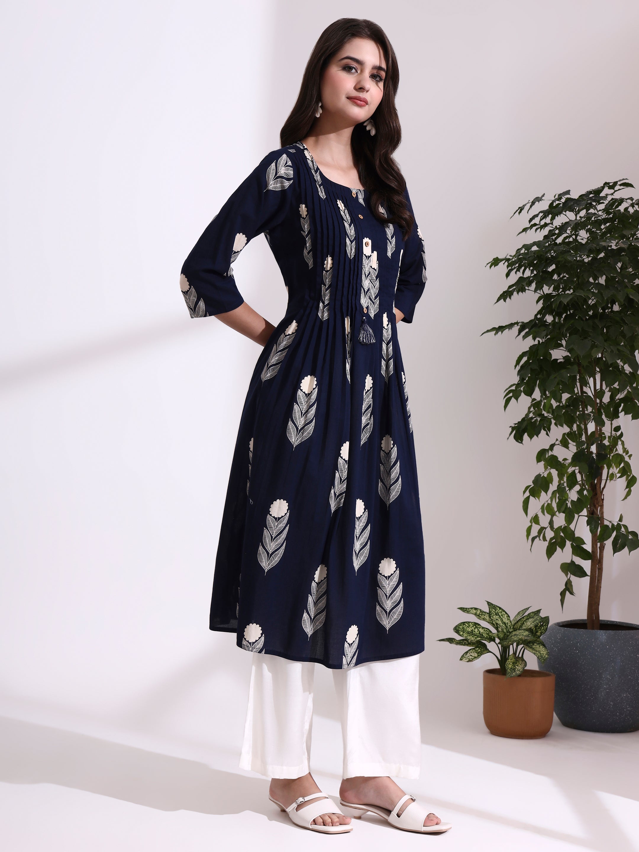 Floral Printed Straight Pure Cotton Kurta