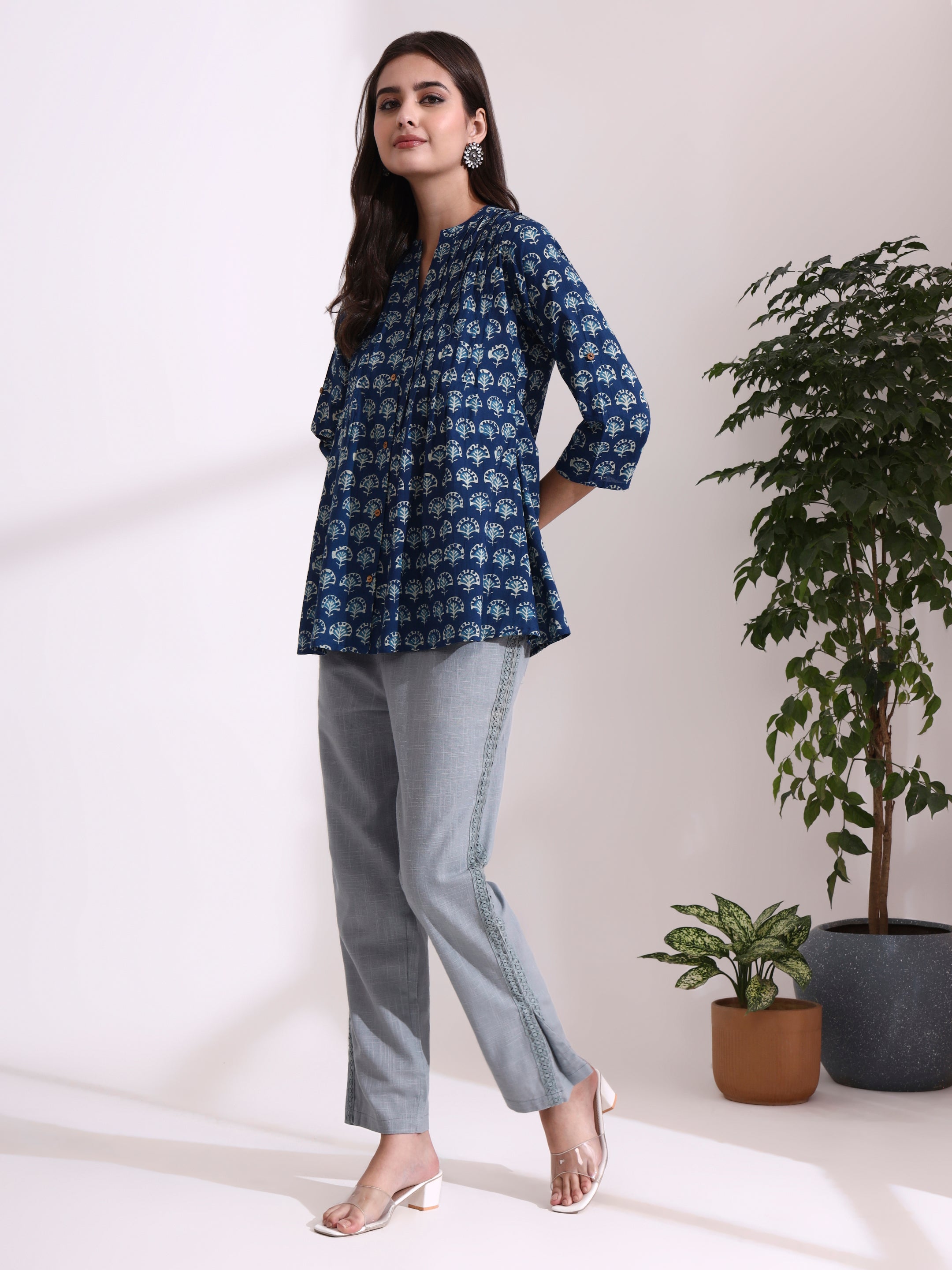 Floral Printed A-Line Pure Cotton Top