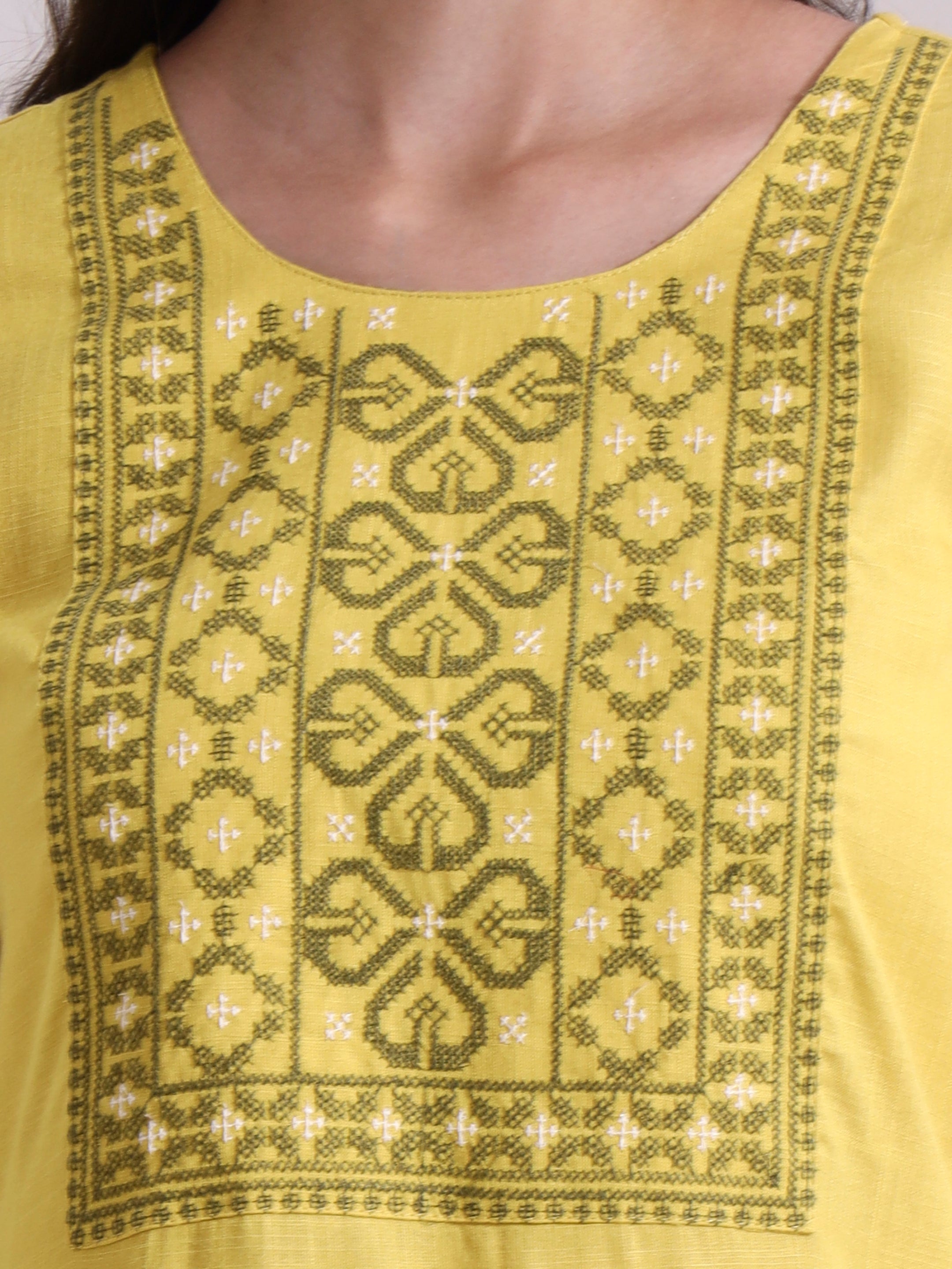 Floral Embroidered A-Line Kurta