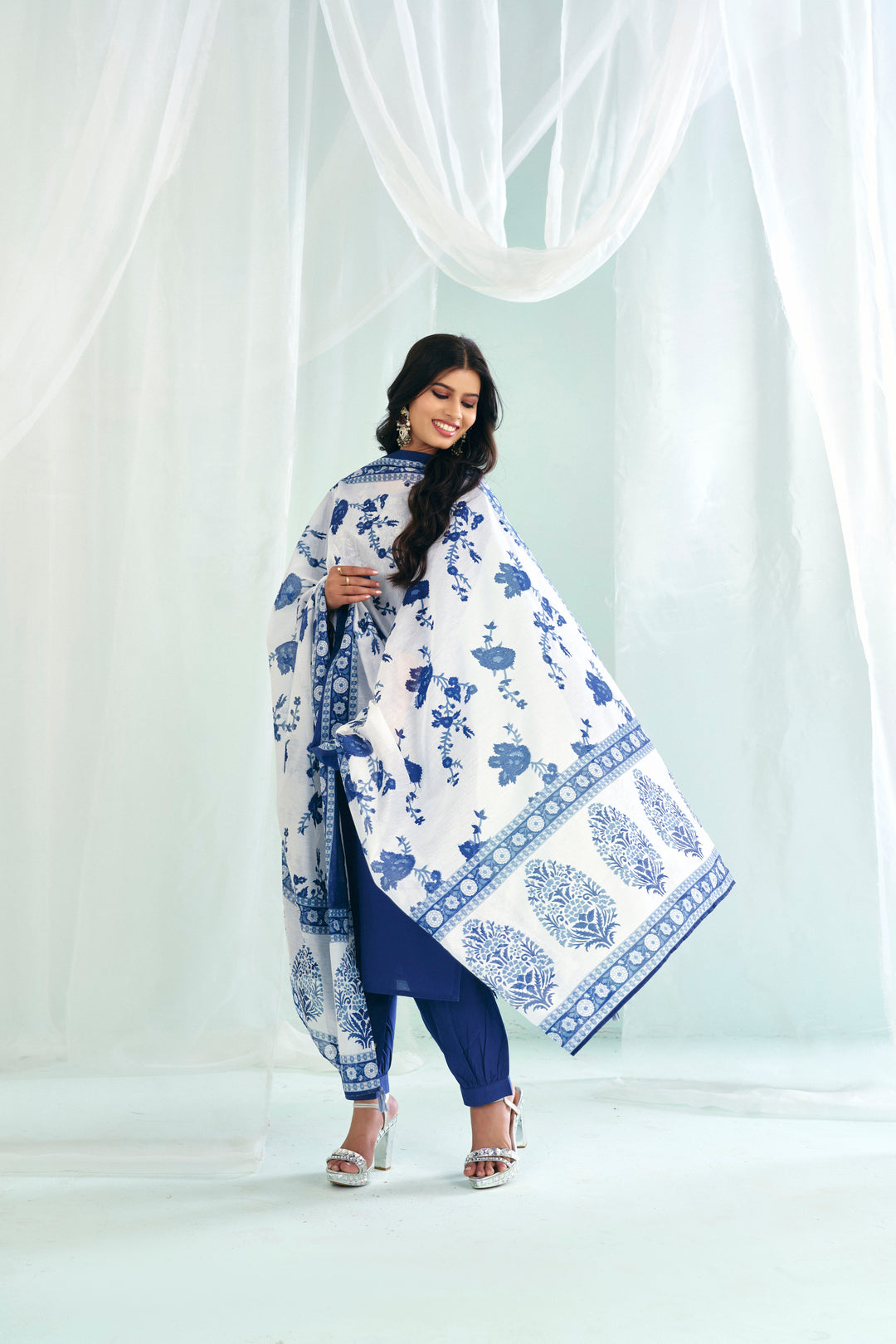 Floral Embroidered Straight Pure Cotton Kurta & Salwar Sets