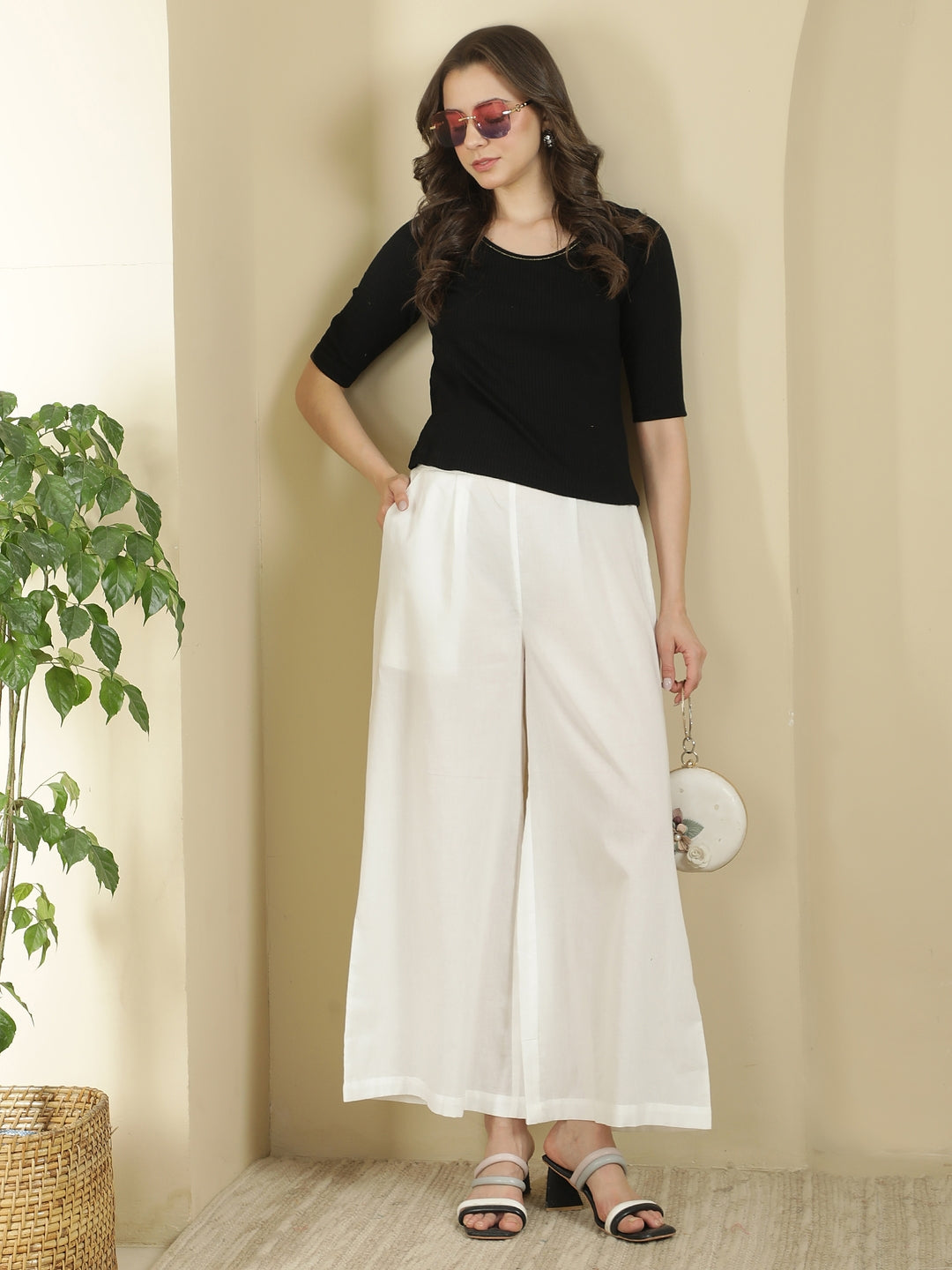 Solid Pure cotton Palazzo