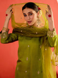 Floral Embroidered Straight Chanderi Silk Kurta & Trousers Sets