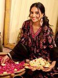Floral Embroidered A-Line Chinon Kurta & Trousers Sets