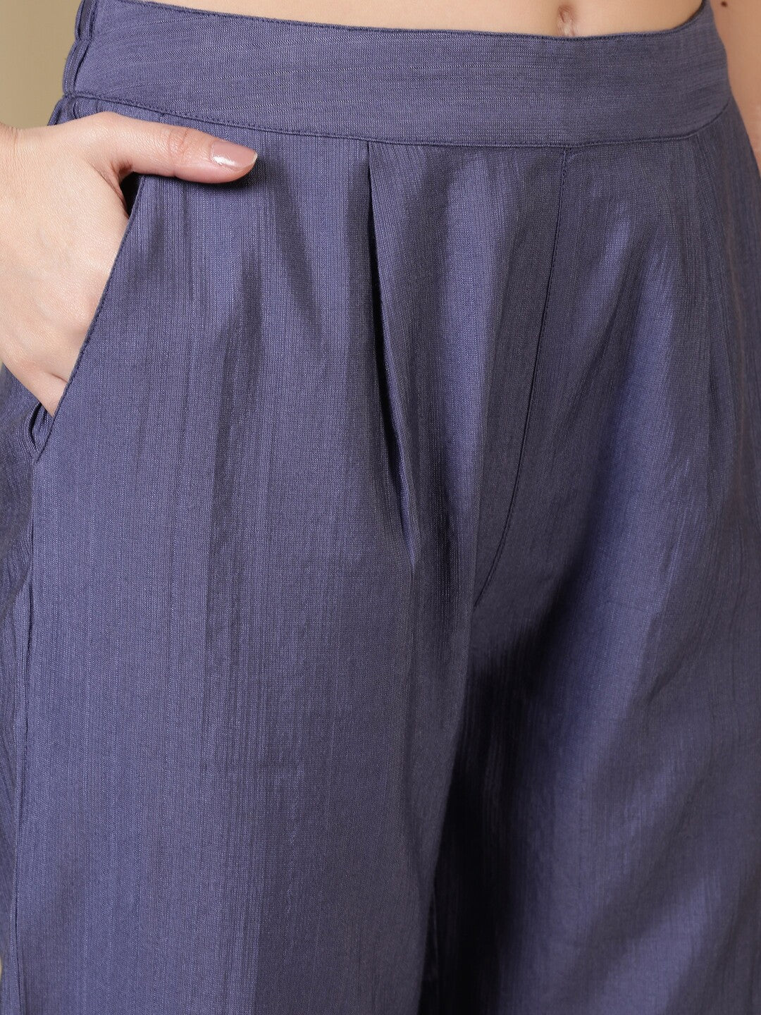 Solid Embroidered Straight Kurta & Trousers Sets