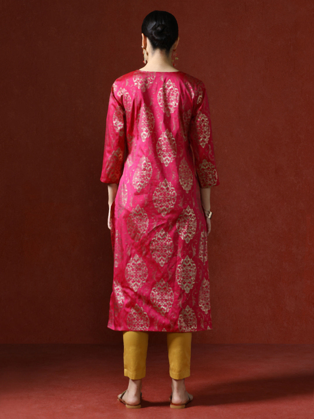 Floral Woven Design Straight Kurta