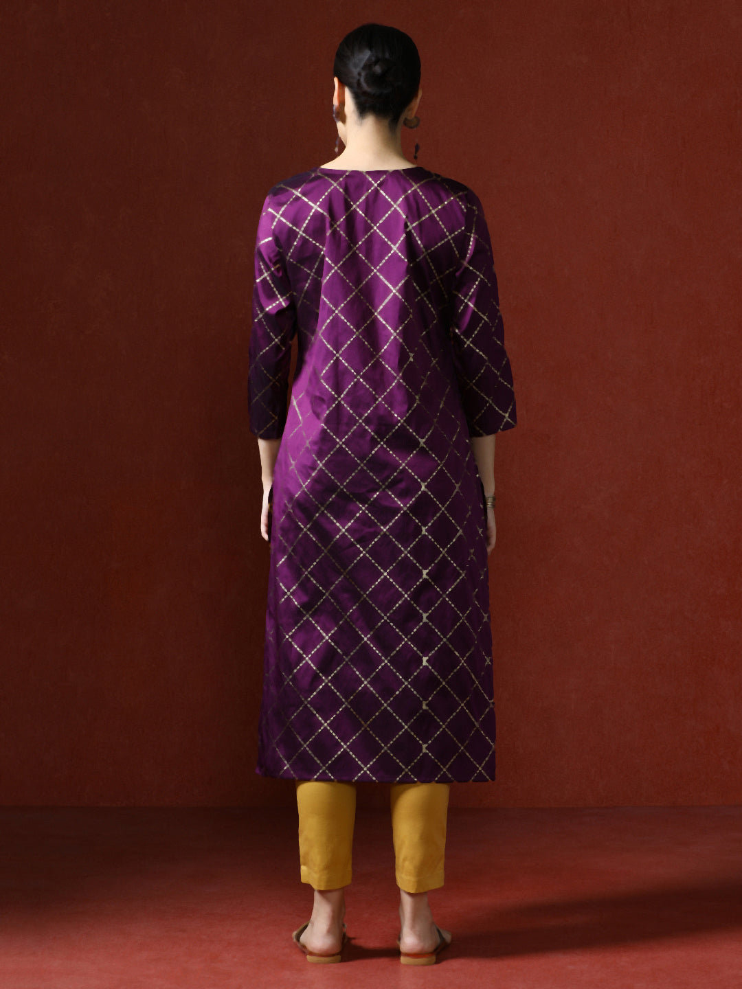 Floral Woven Design Straight Kurta