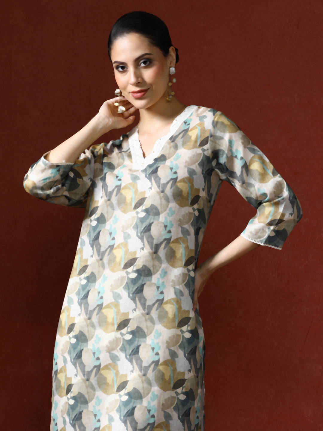 Floral Printed Straight Kurta