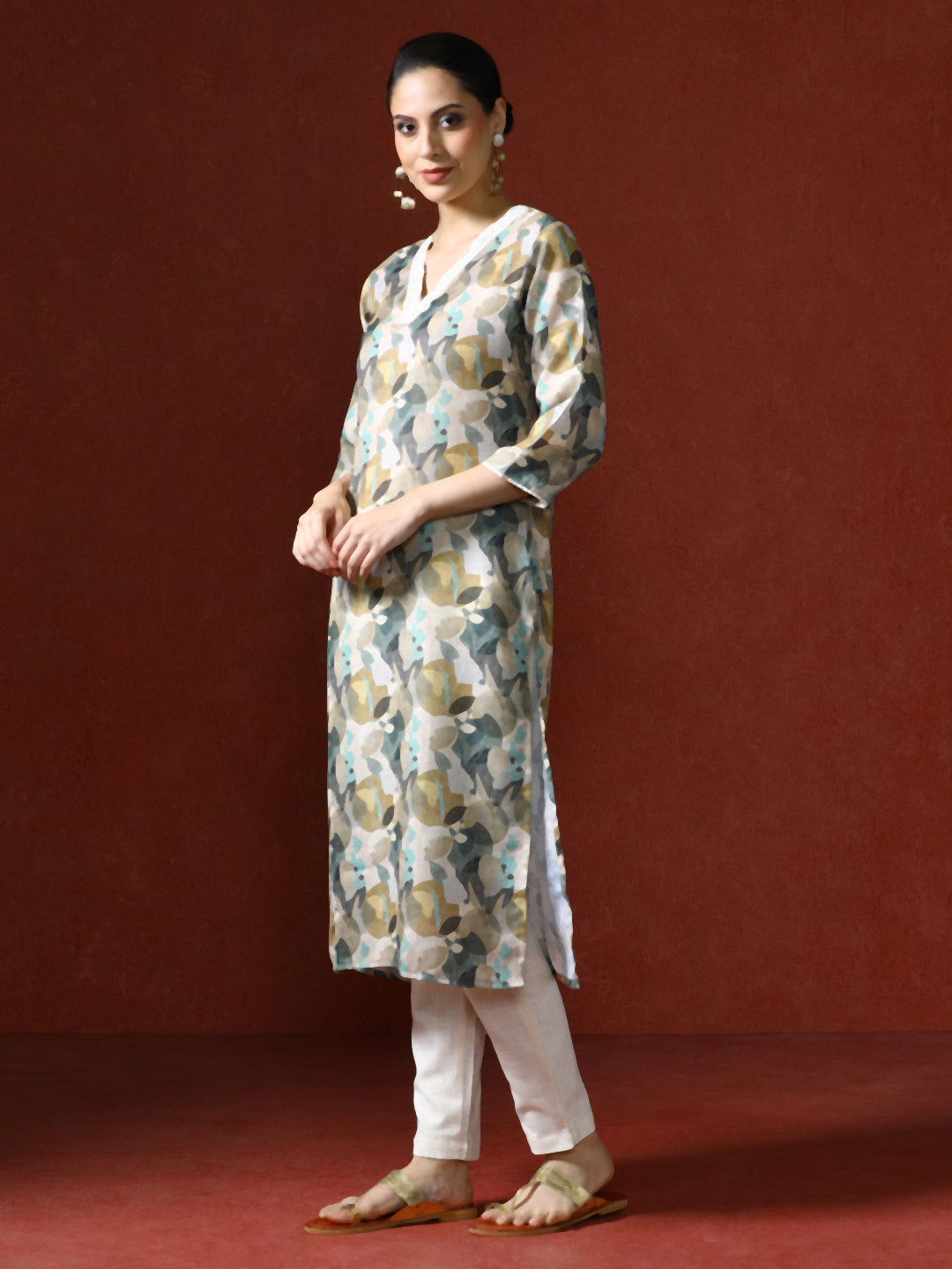 Floral Printed Straight Kurta