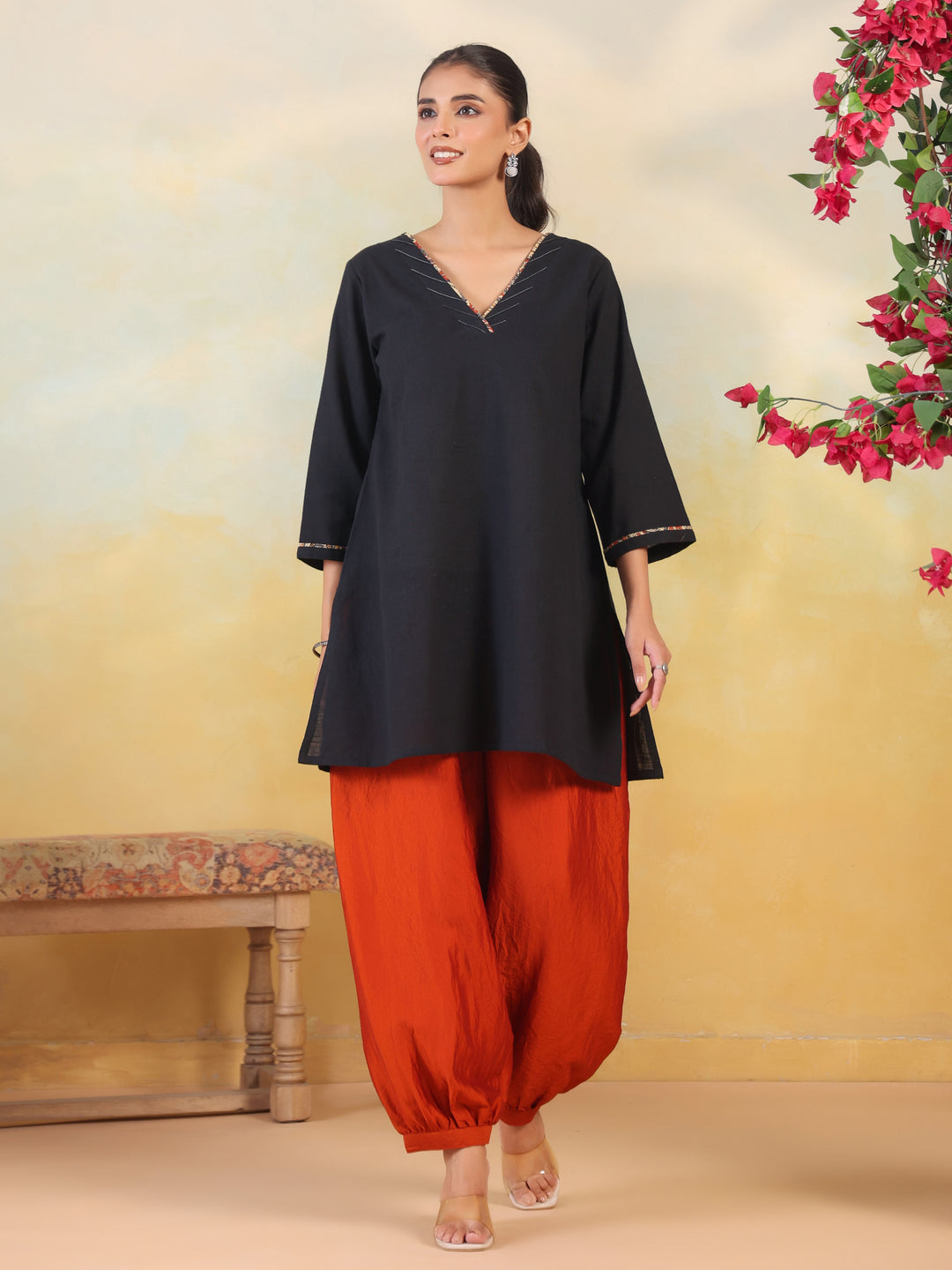 Solid Loose Fit Afgani Pant for Women