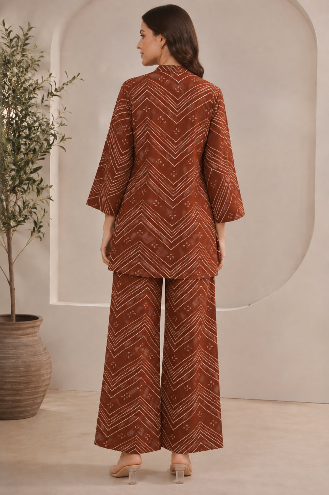 Bandhani Printed Straight Pure Cotton Co-Ord Set