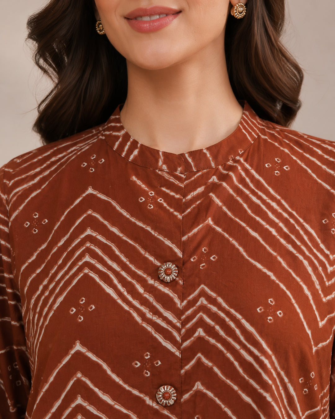 Bandhani Printed Straight Pure Cotton Co-Ord Set