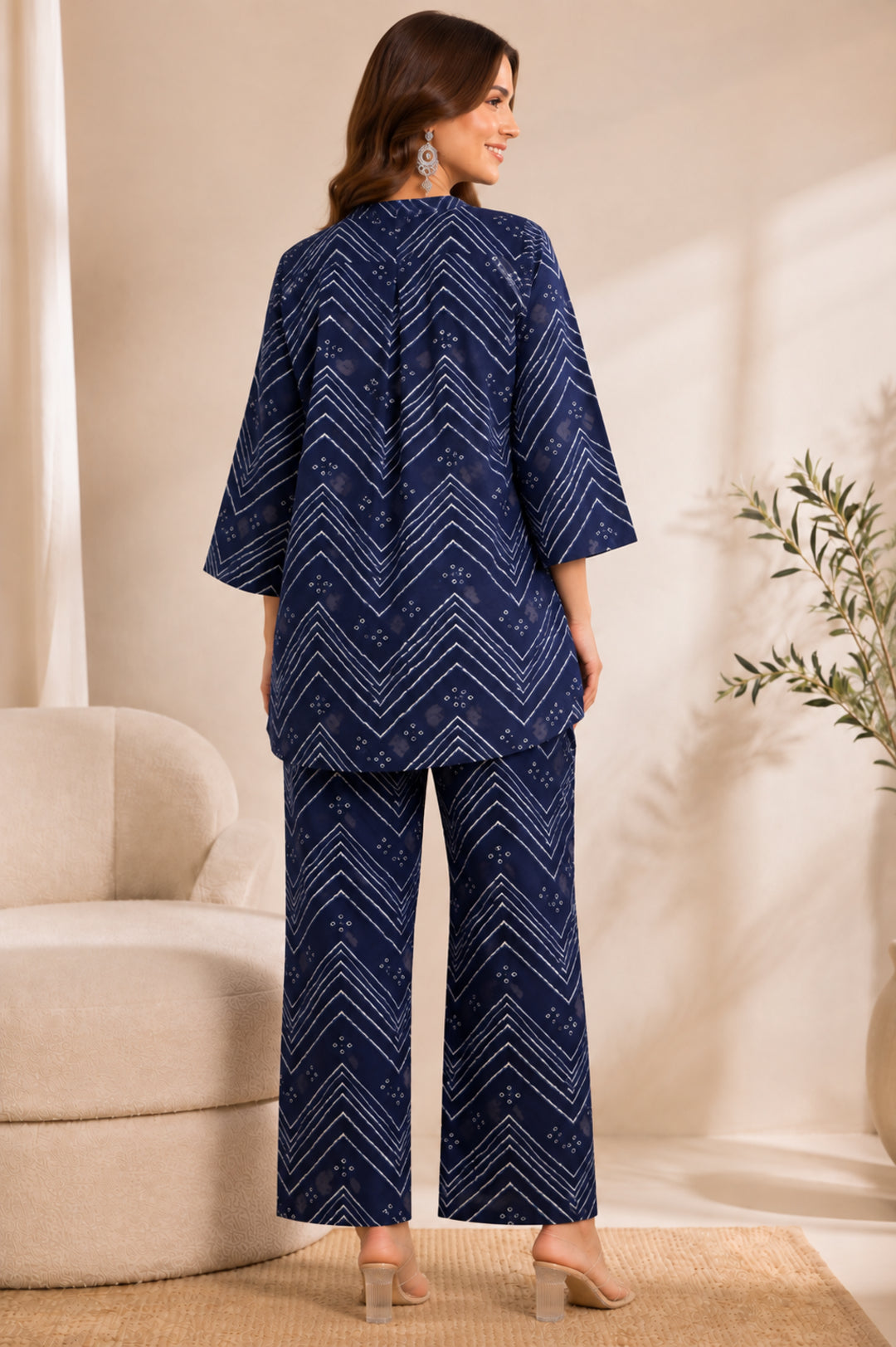 Bandhani Printed Straight Pure Cotton Co-Ord Set