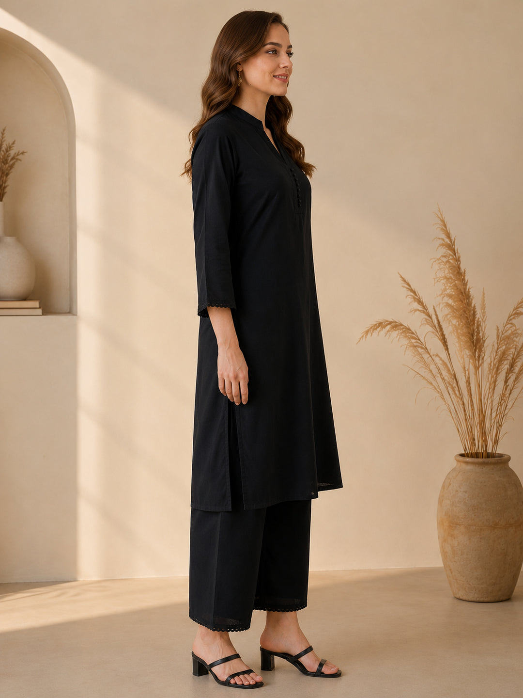Solid Straight Pure Cotton Co-Ord Set