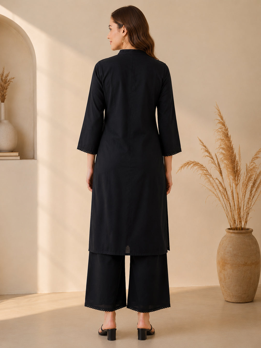 Solid Straight Pure Cotton Co-Ord Set