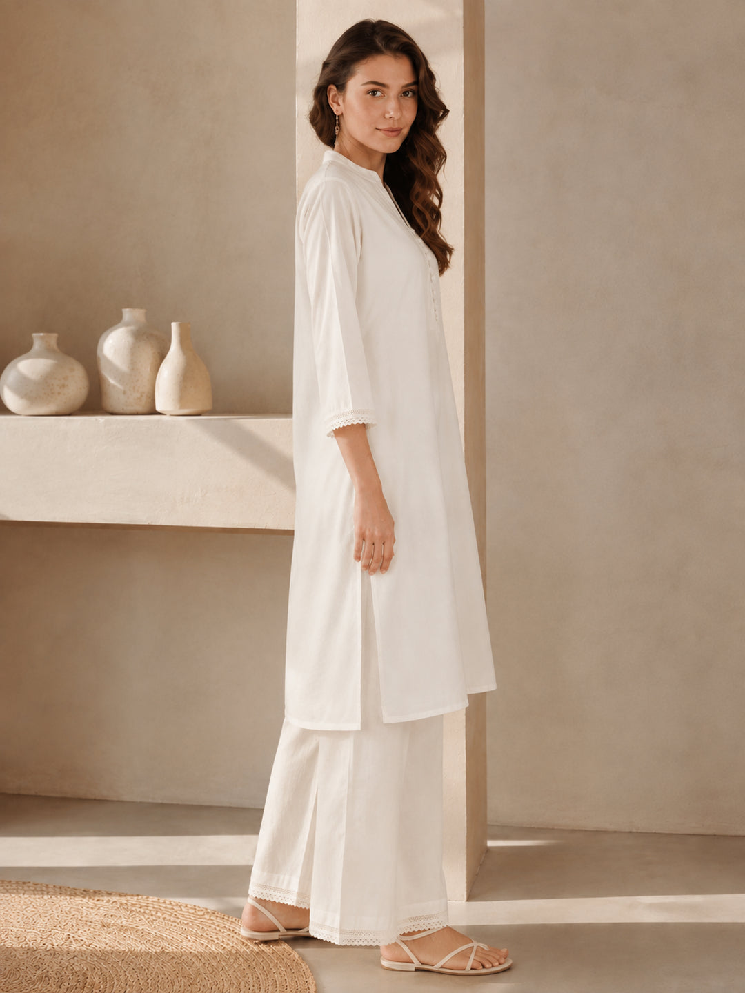 Solid Straight Pure Cotton Co-Ord Set