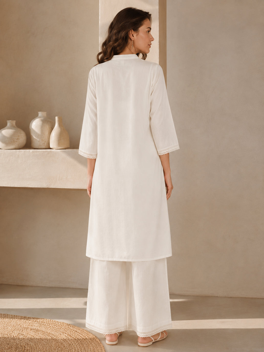 Solid Straight Pure Cotton Co-Ord Set