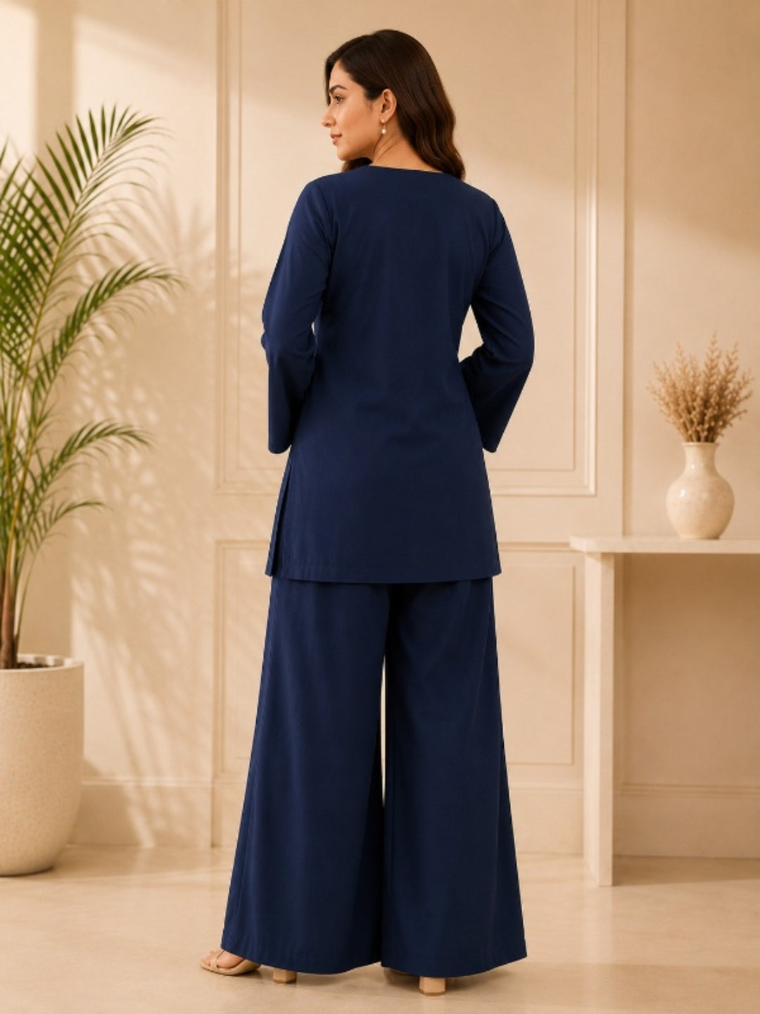 Floral Embroidered Straight Kurta & Palazzos Sets