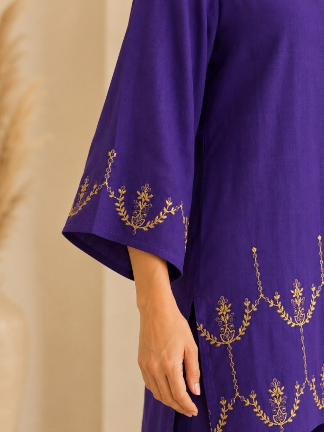 Floral Embroidered Straight Kurta & Palazzos Sets